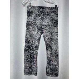 Lululemon Wunder Under High Rise Crop Women Leggings Size 8 Starlight Black